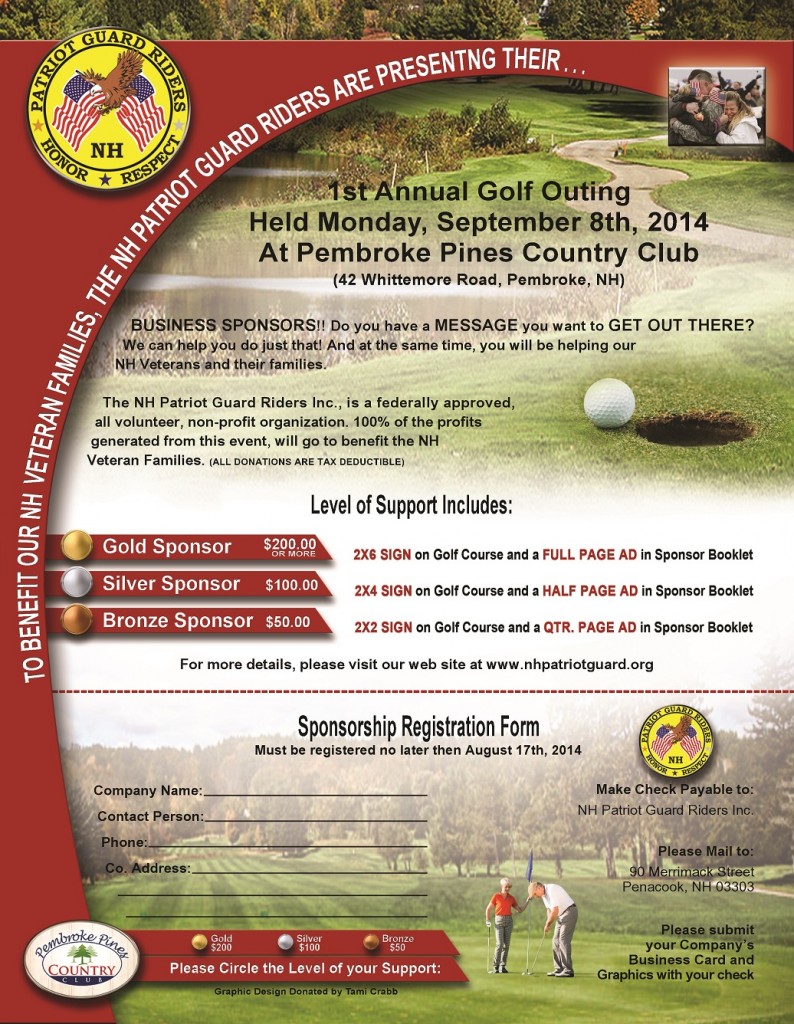 NHPGR Golf Outing sponsor flyer